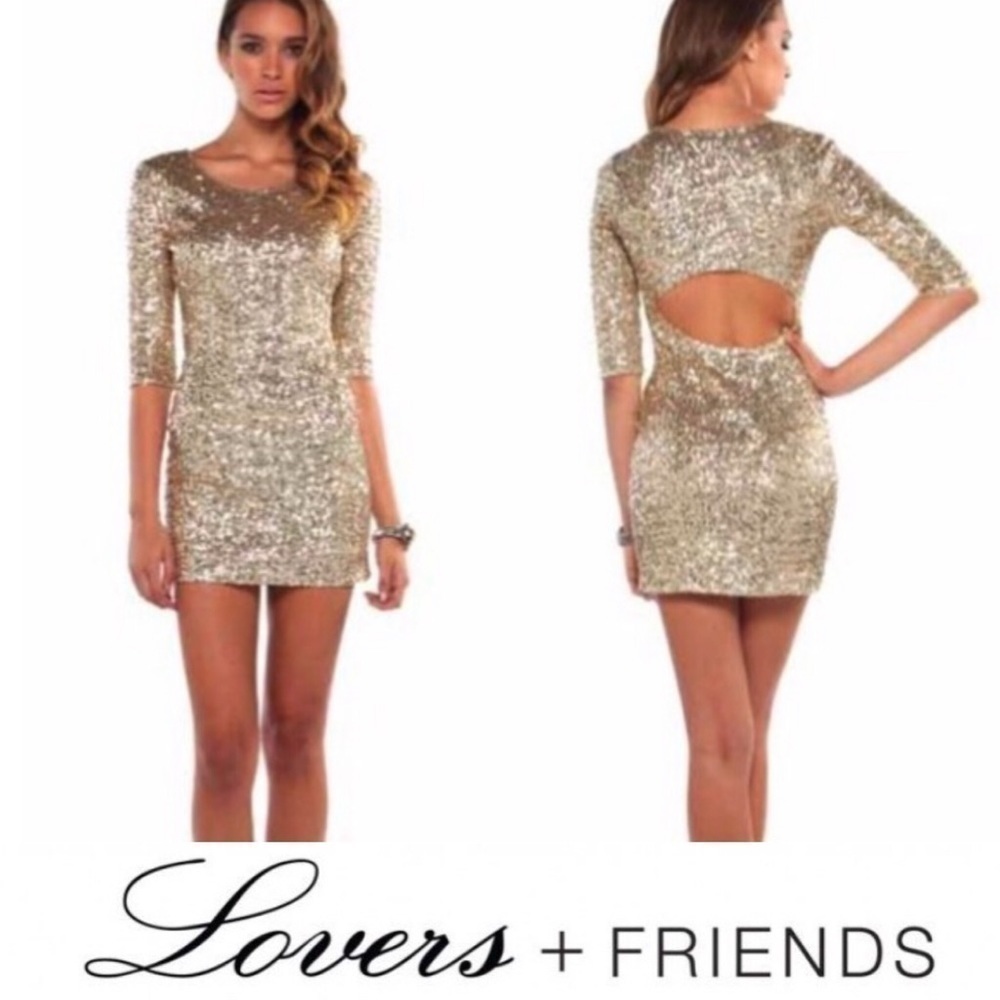 LOVERS + FRIENDS SWAY SEQUIN CUTOUT DRESS M NWT